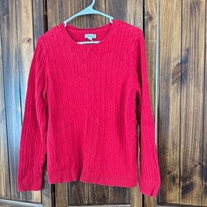 Croft & Barrow Women's Red Cable Knit Crew Neck Sweater